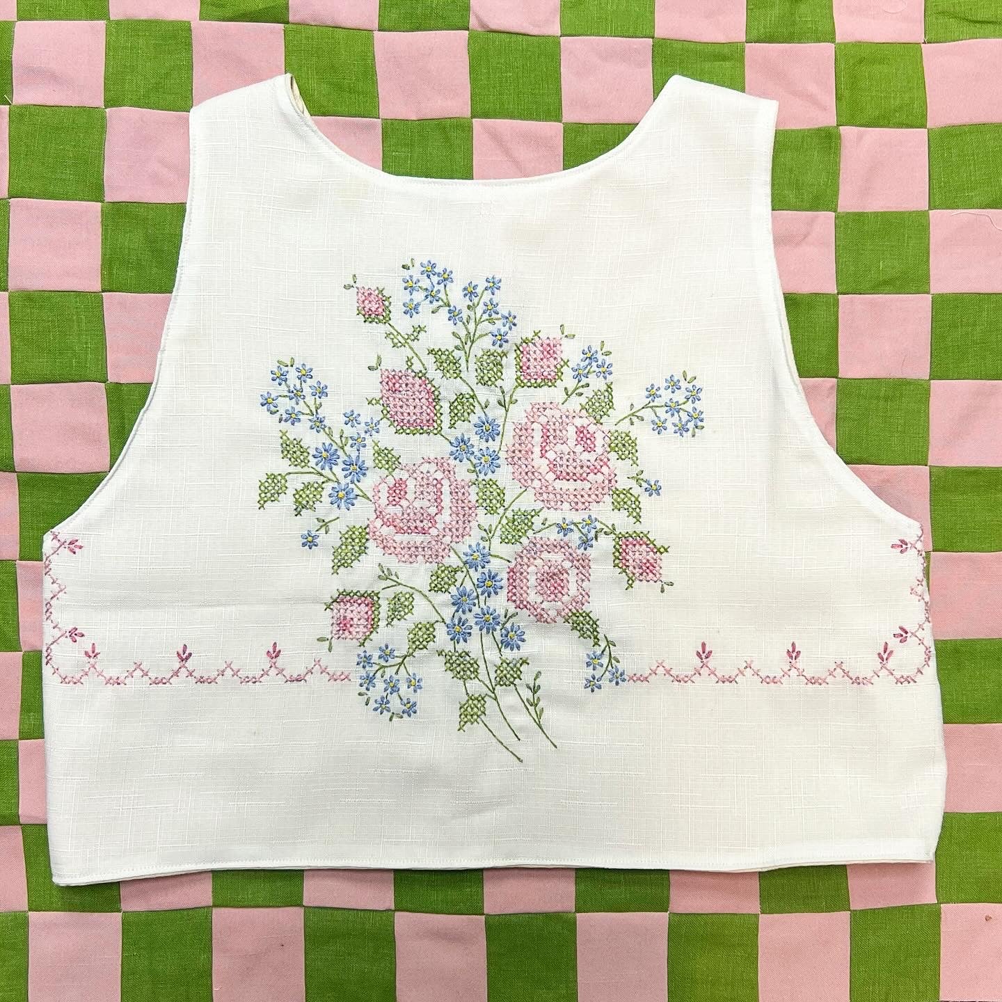 Floral Cross-stitch Vest