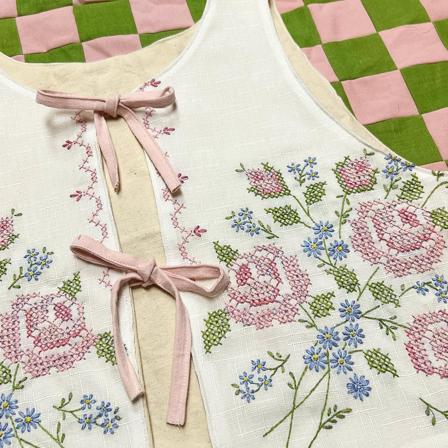 Floral Cross-stitch Vest