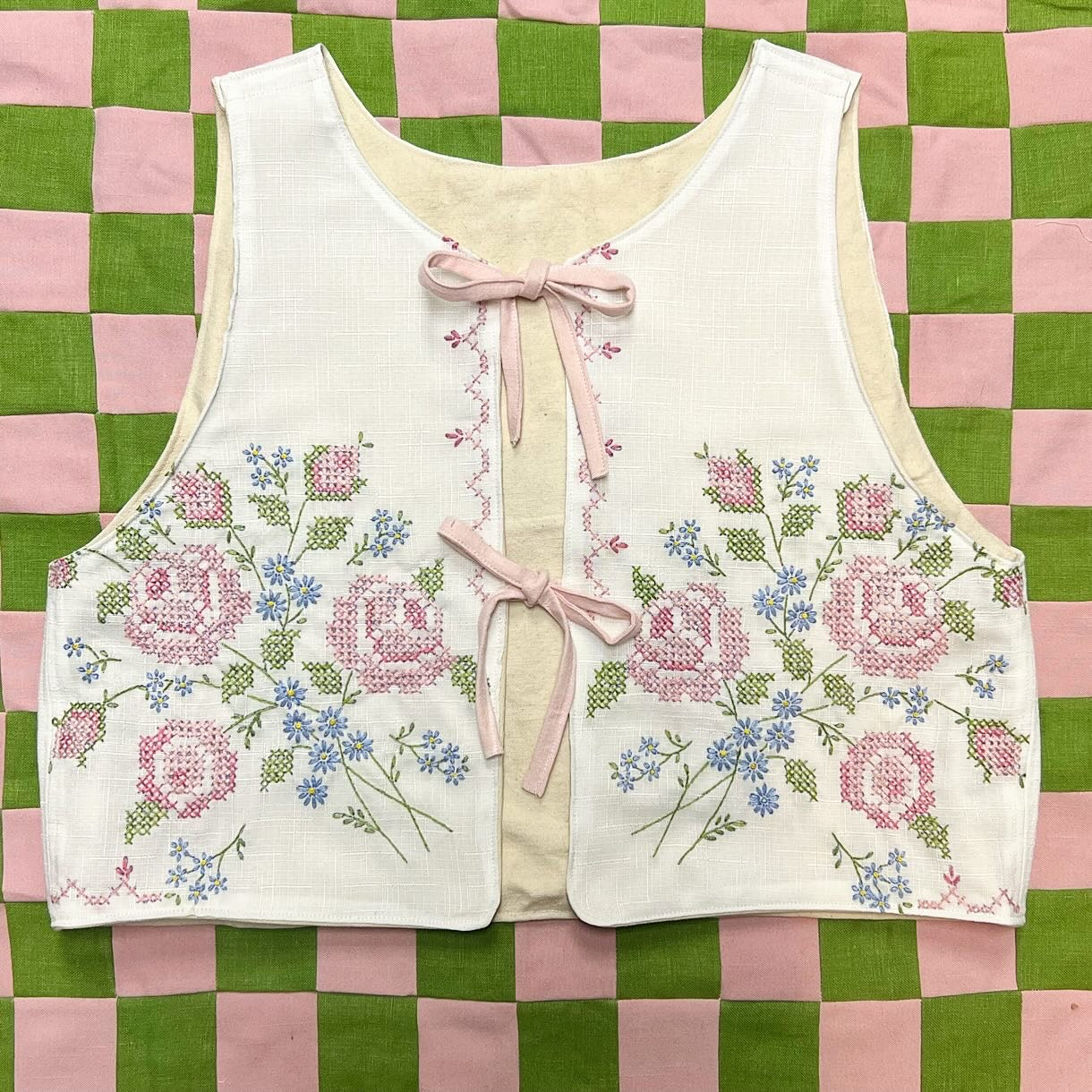 Floral Cross-stitch Vest